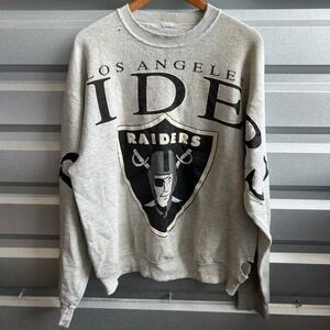 Vintage 1990's Los Angeles Raiders Sweaters Crewneck Spellout AOP Sports Sweater